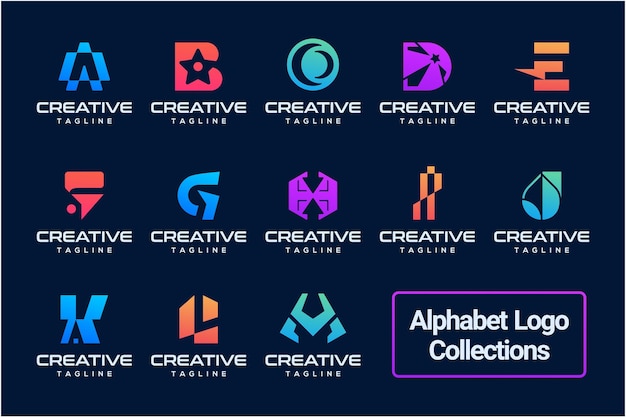 Colección de logotipos de concepto de diseño de alfabeto abstracto para inspiraciones de diseño de logotipo de marca