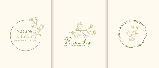 Colección de logotipos de cosméticos naturales.