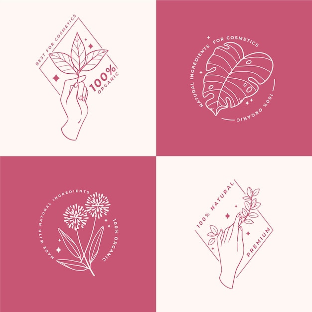 Colección de logotipos de cosméticos de la naturaleza