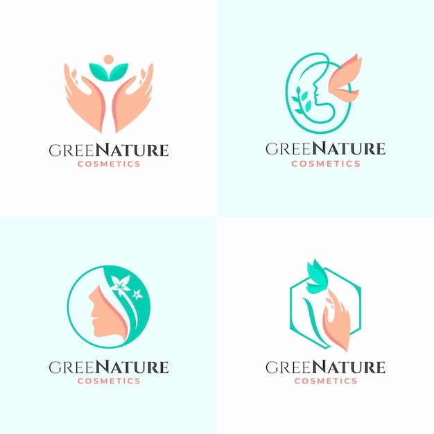 Vector colección de logotipos de cosméticos de la naturaleza