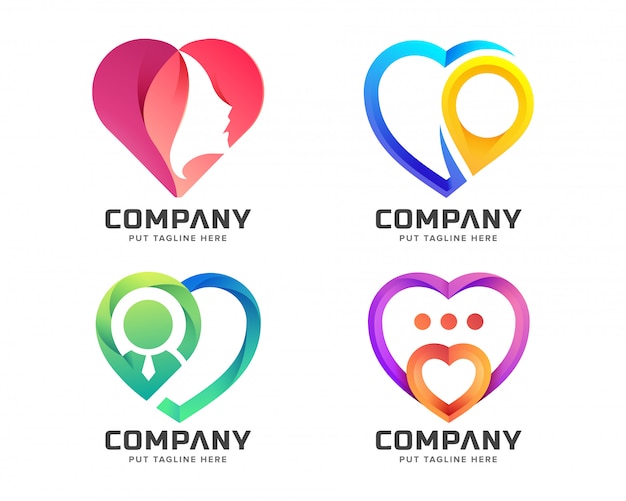 Colección de logotipos creativos de amor colorido
