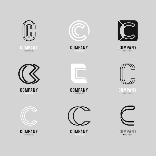 Colección de logotipos creativos planos c