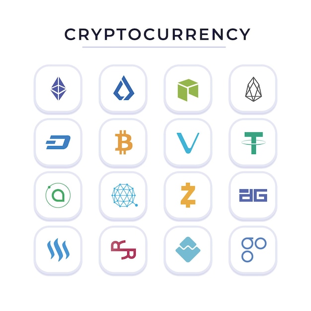 Colección de logotipos criptográficos de diseño plano