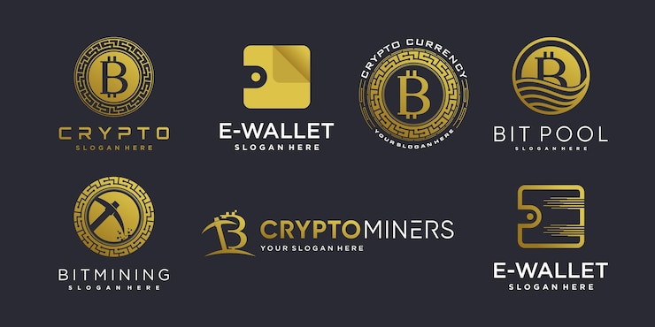 Vector colección de logotipos criptográficos con elemento creativo moderno vector premium