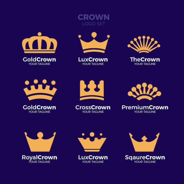 Colección de logotipos crown de lujo