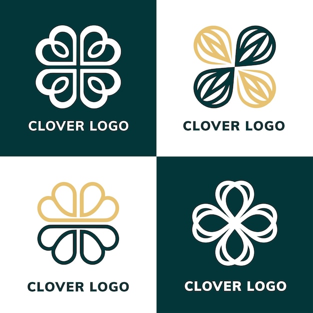 Colección de logotipos de cuatro hojas de ornamento de trébol plantilla de ideas de logotipo
