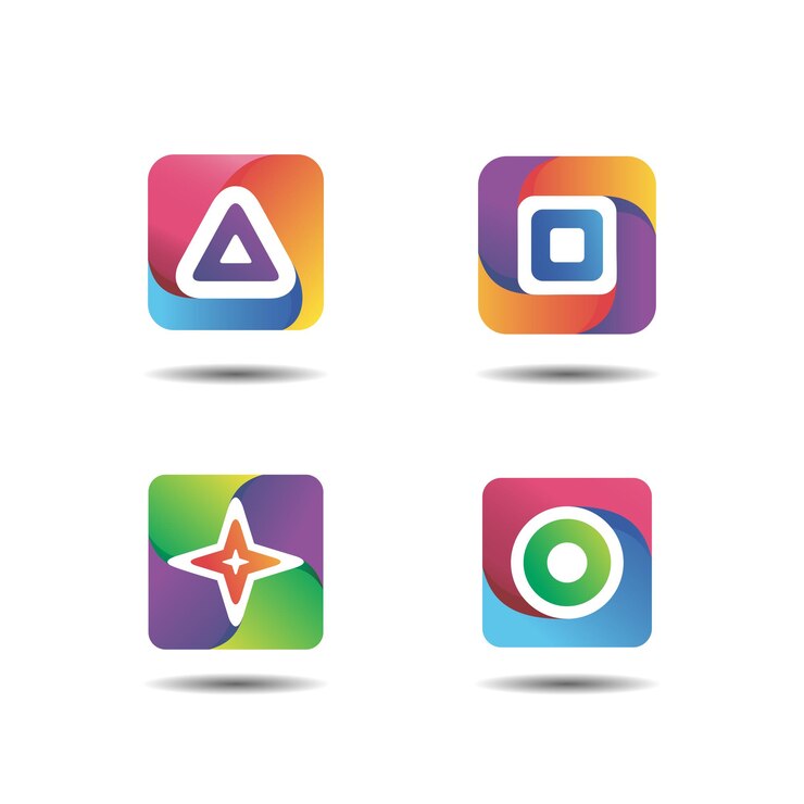 Vector colección de logotipos degradados de formas geométricas básicas