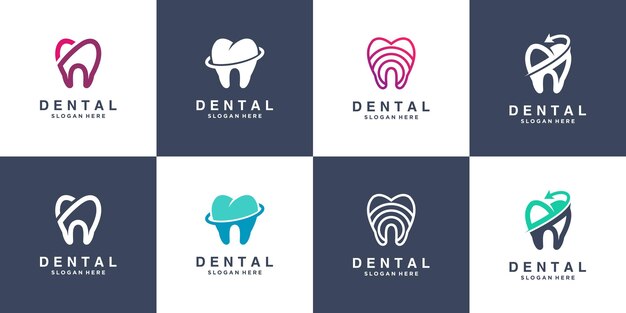 Colección de logotipos dentales para empresas vector premium