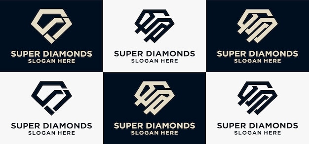 Una colección de logotipos de diamantes S, logotipos de diamantes con la letra inicial S, diseños de logotipos de súper diamantes