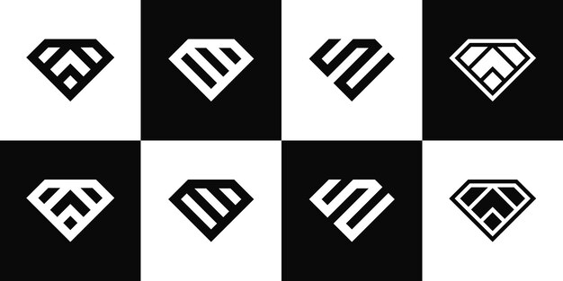 Colección de logotipos de diamantes simples con gradiente vectorial Vector premium