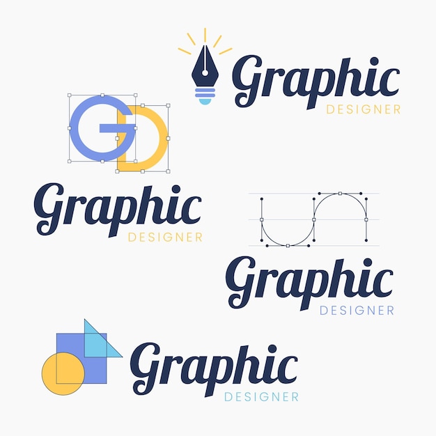 Colección de logotipos de diseñadores gráficos de diseño plano