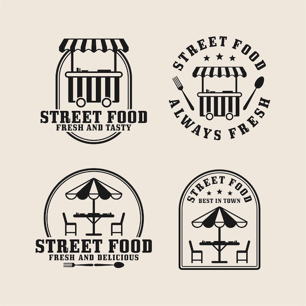 Colección de logotipos de diseño de comida callejera