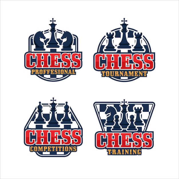 Colección de logotipos de diseño de insignias de ajedrez