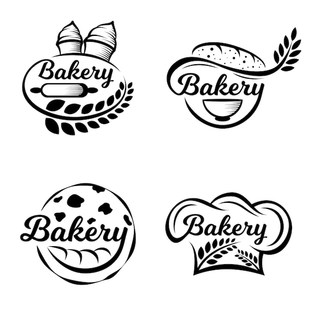 Colección de logotipos de diseño de pan y pasteles de panadería para tienda de panes y pastelería