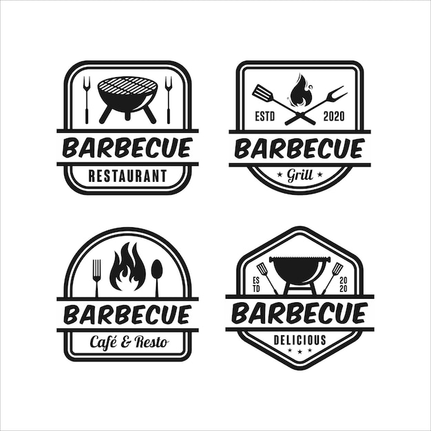 Colección de logotipos de diseño premium de barbacoa