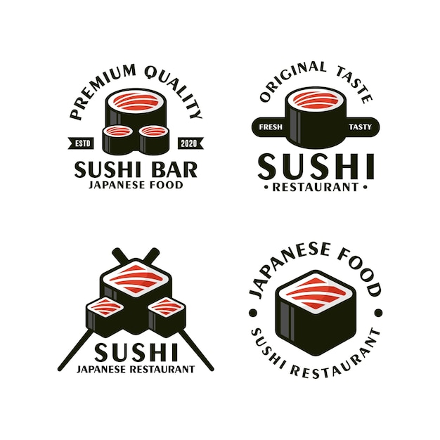 Colección de logotipos de diseño de restaurante de comida japonesa de sushi