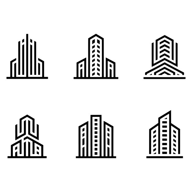 Colección de logotipos de edificios de arquitectura moderna