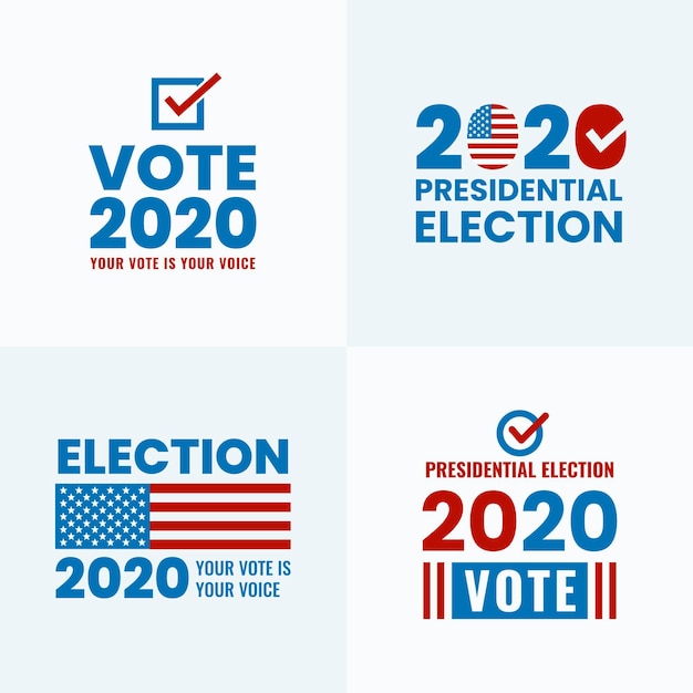 Vector colección de logotipos de las elecciones presidenciales estadounidenses de 2020