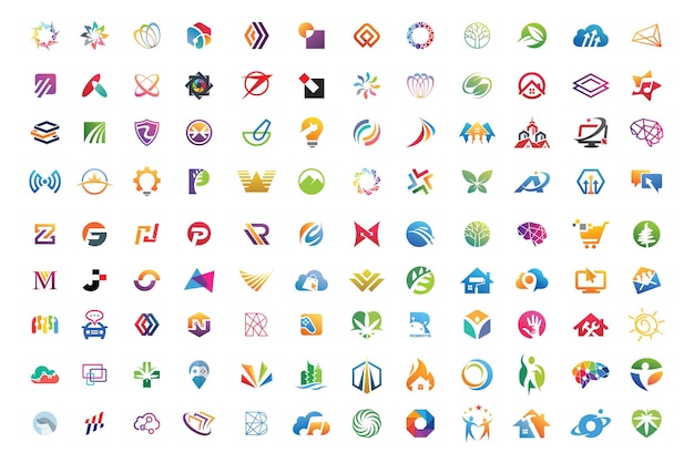 Colección de logotipos de la empresa y conjunto de logos de la marca Ilustraciones vectoriales