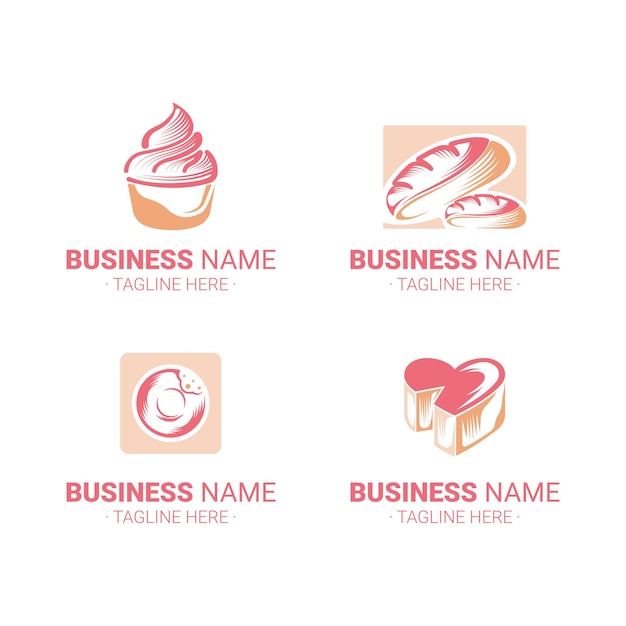 Colección de logotipos de empresas con pastel como identidad