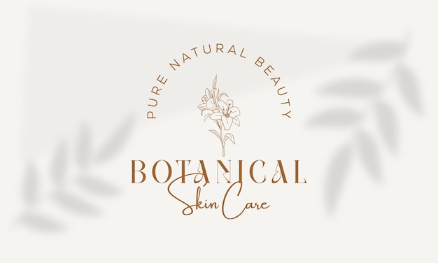 Vector colección de logotipos femeninos botánicos florales dibujados a mano para belleza, natural, orgánico vector premium