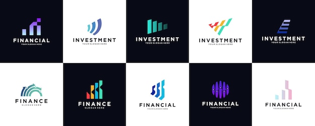 colección de logotipos de finanzas digitales gráficos de crecimiento inversión comercio vector inspiración gráfica
