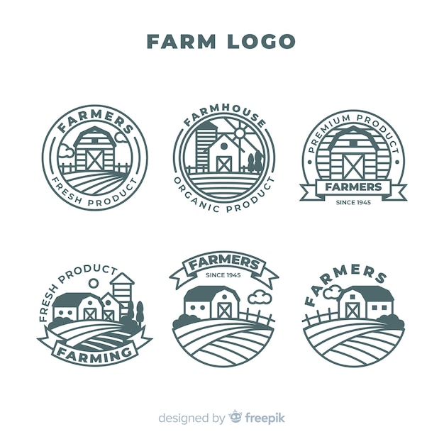 Colección de logotipos flat farm