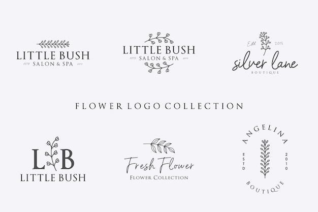 Colección de logotipos de flores con estilo minimalista
