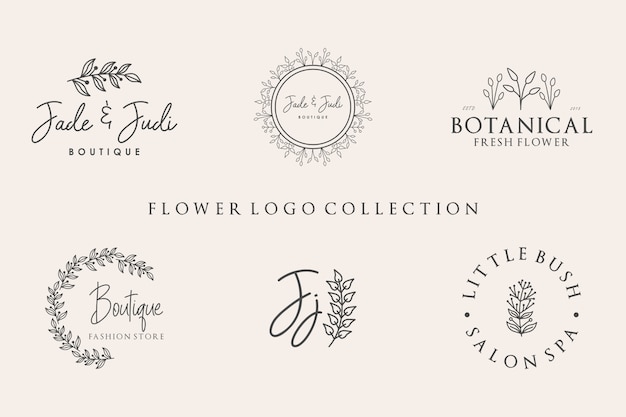 Colección de logotipos de flores con estilo minimalista