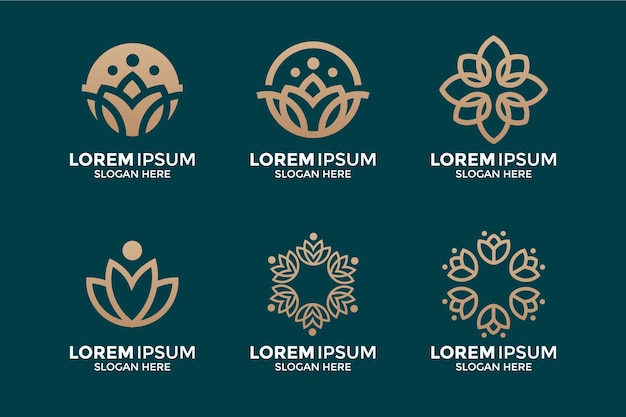 colección de logotipos de flores lujosos y elegantes