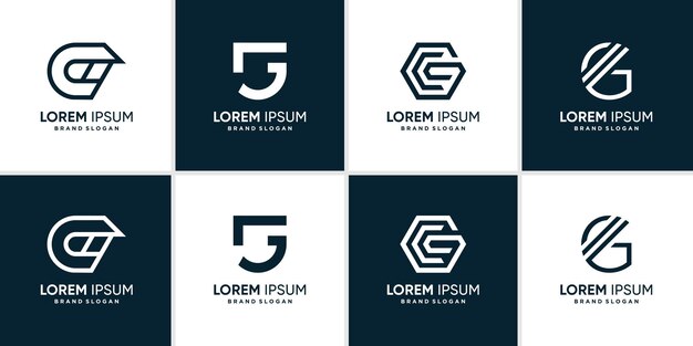 Colección de logotipos g con concepto moderno vector premium