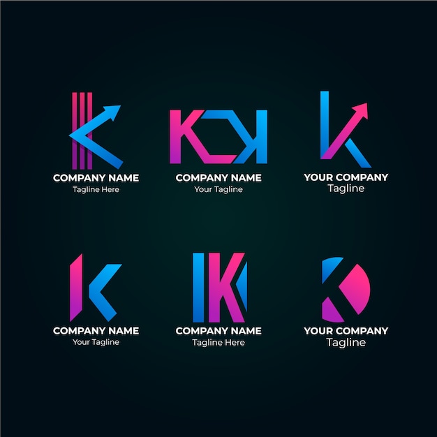 Colección de logotipos de gradiente k