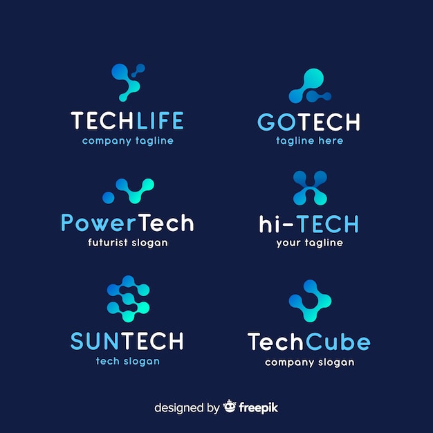 Vector colección de logotipos gradientes de tecnología