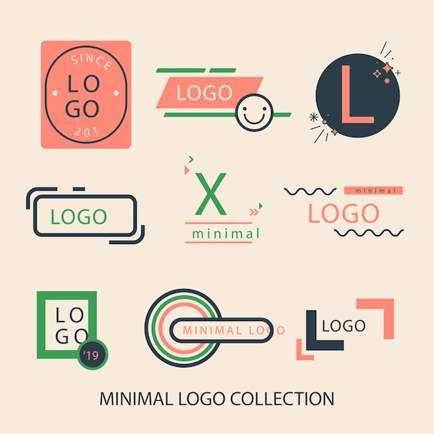 una colección de logotipos, incluido el logotipo para el conjunto de logotipios
