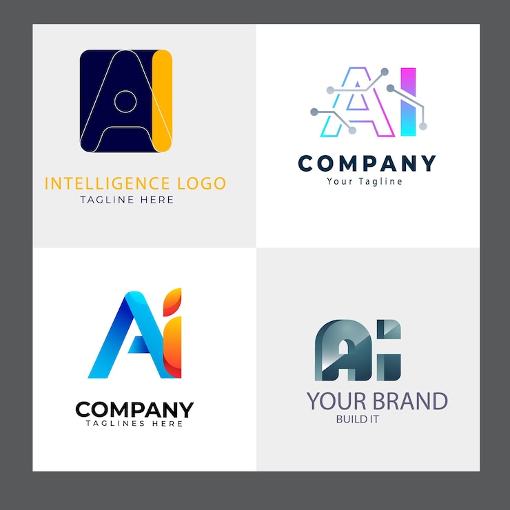 Vector una colección de logotipos, incluido uno que dice "su marca"