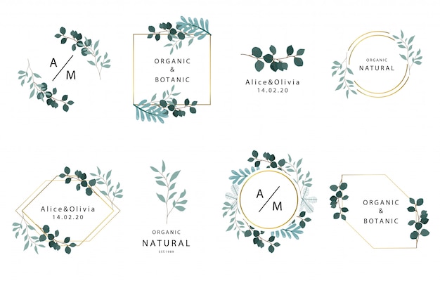 Colección de logotipos leaf boho