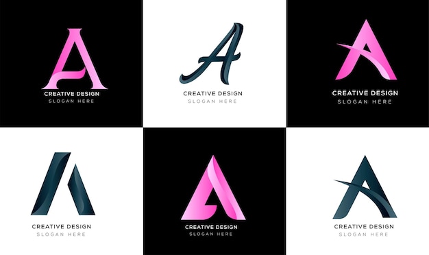 Colección de logotipos de letras A degradadas