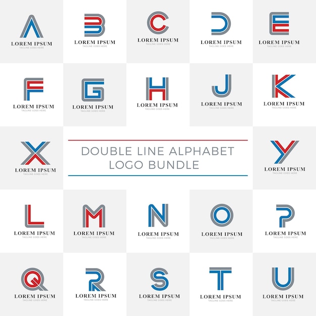 colección de logotipos de letras de doble línea