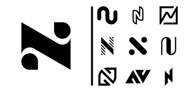 Colección de logotipos de las letras N Premium Vector