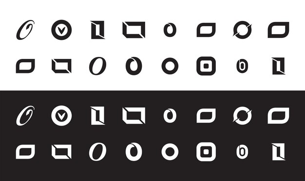 Vector colección de logotipos de letras o en blanco y negro