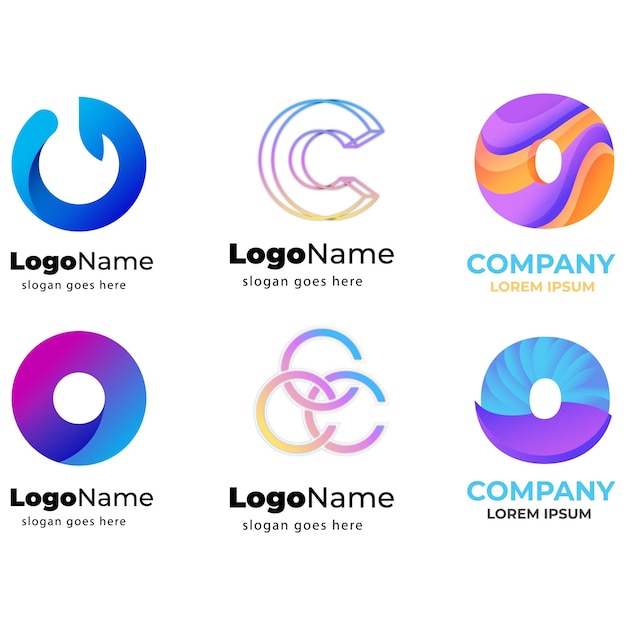 Colección de logotipos de las letras O Premium Vector