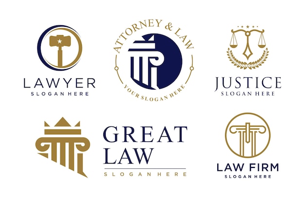Colección de logotipos de ley con concepto de elemento creativo Vector Premium