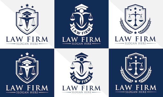 Colección de logotipos de ley con elemento creativo Plantilla de vector premium