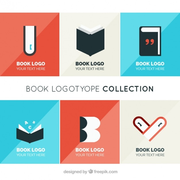 Colección de logotipos de libros en diseño plano