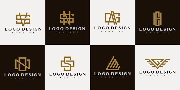 Colección de logotipos de marcas de letras de línea. Plantilla de diseño de logotipo inicial minimalista.