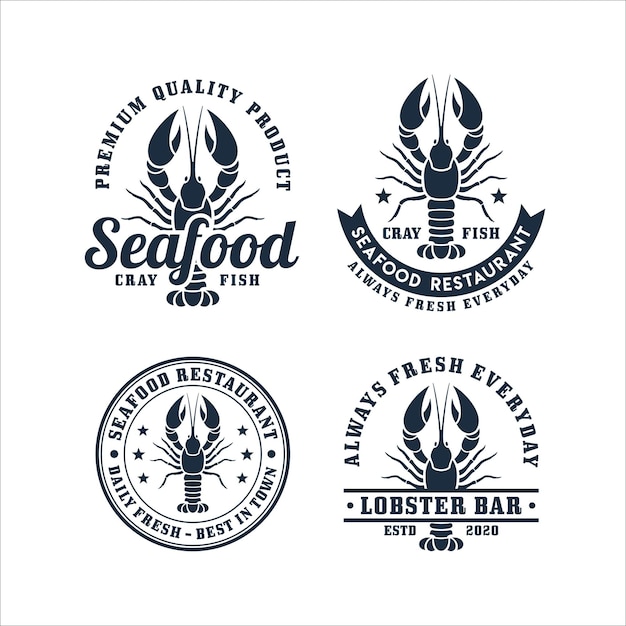 Colección de logotipos de mariscos cray fish restaurant