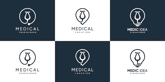 Colección de logotipos de medic con concepto de elemento creativo vector premium