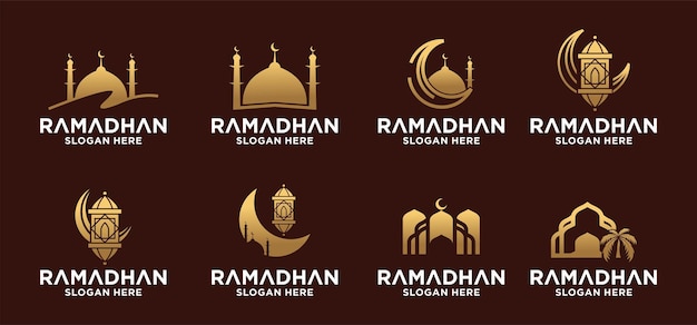 Colección de logotipos para el mes sagrado de Ramadán