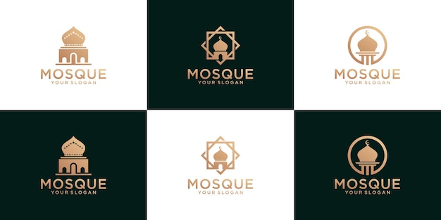 Colección de logotipos de mezquita, plantilla de religión islámica