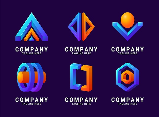 Colección de logotipos modernos en 3D